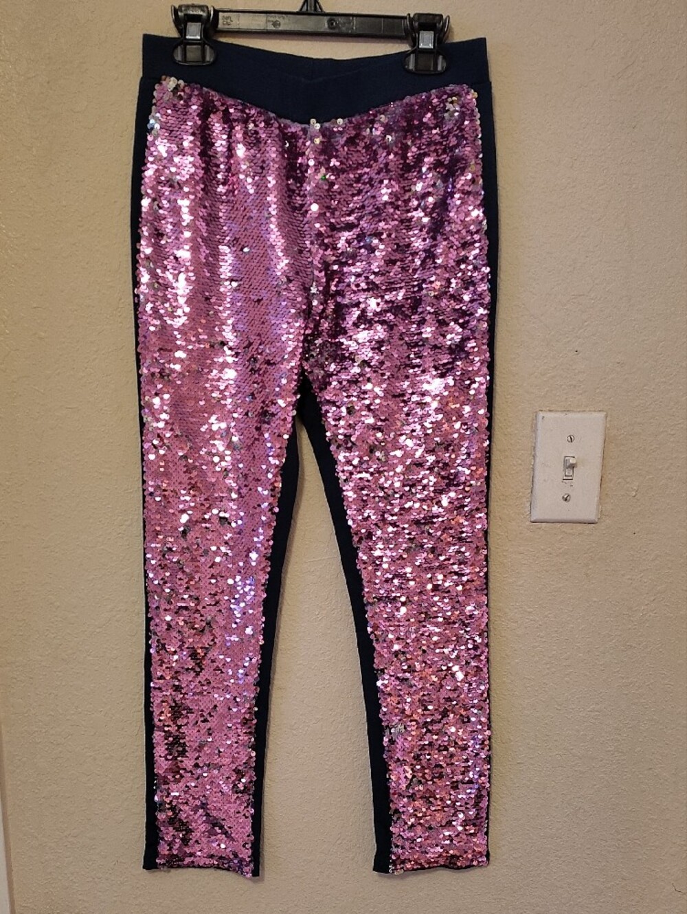 Girls' Pink Purplish/Silver Sequin Leggings - Sparkle Stretch Bottoms